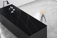 Laje de pedra de quartzo artificial preto natural com superfície terminada de couro