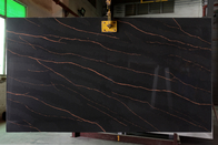 A pedra resistente ao calor de quartzo do preto de Calacatta cobre para a parede do projeto da cozinha