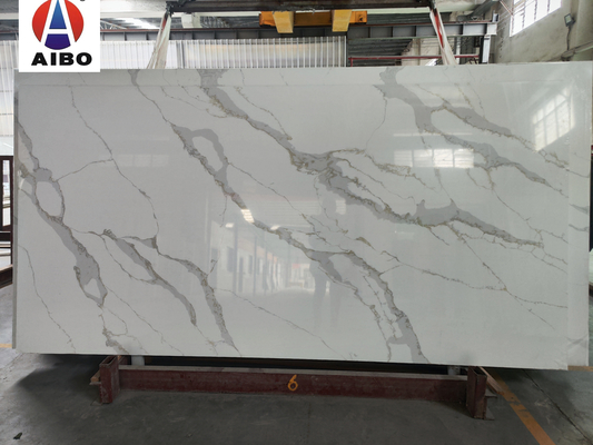Pedra artificial de quartzo da porcelana artificial branca nova das lajes de quartzo de Calacatta Crystal Extra White Marble Stone da chegada